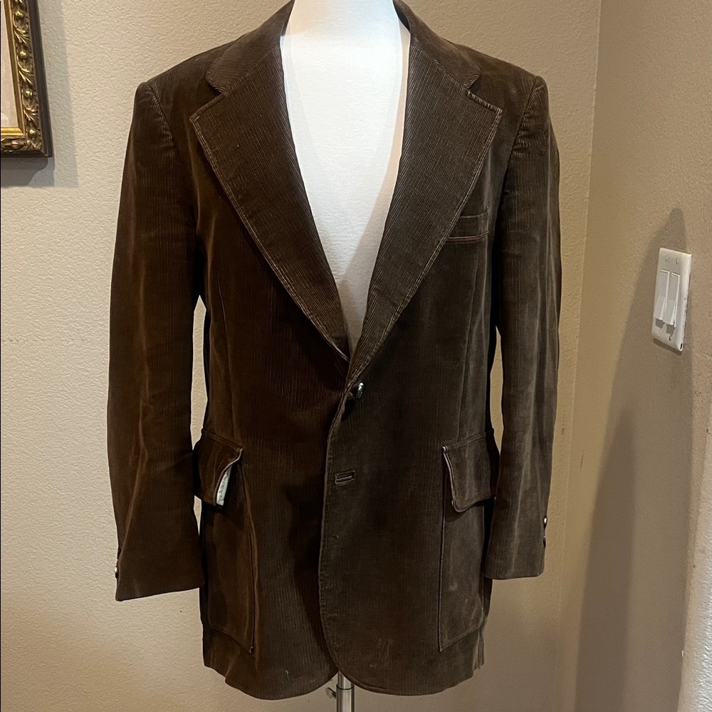 Cortefiel Elegant Brown Men's Corduroy Blazer Sz 44